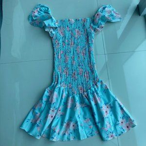 Womens Floral Print Smocked Mini Dress Size S